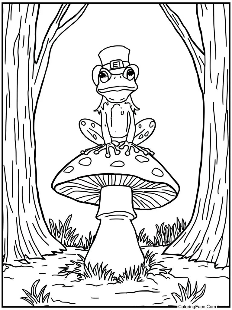 Frog sitting on toadstool
