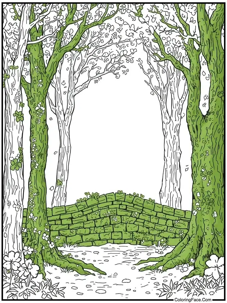 Stone wall green moss