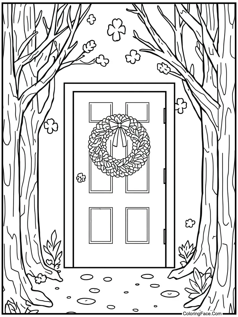 Wreath on front door