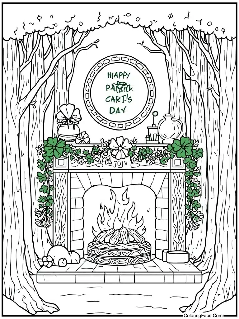 Garland over the fireplace