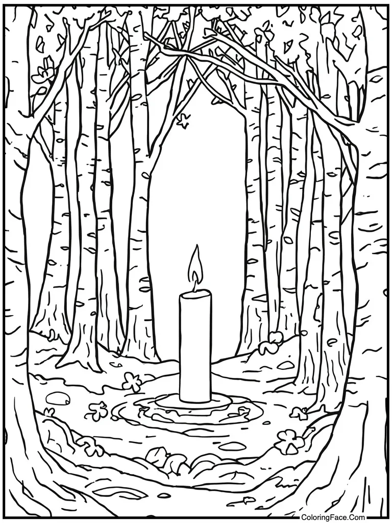 Candle burning in window