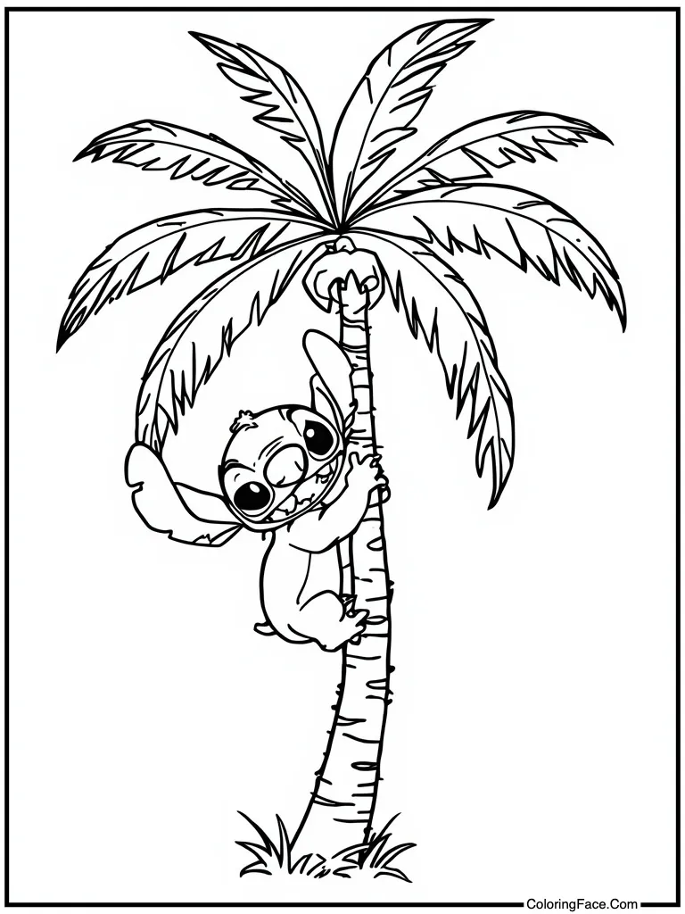 Climbing a palm tree