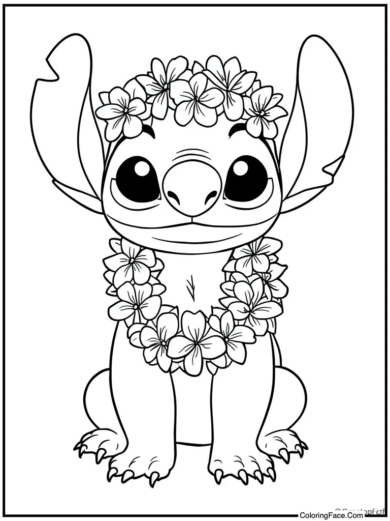 Wearing a flower lei