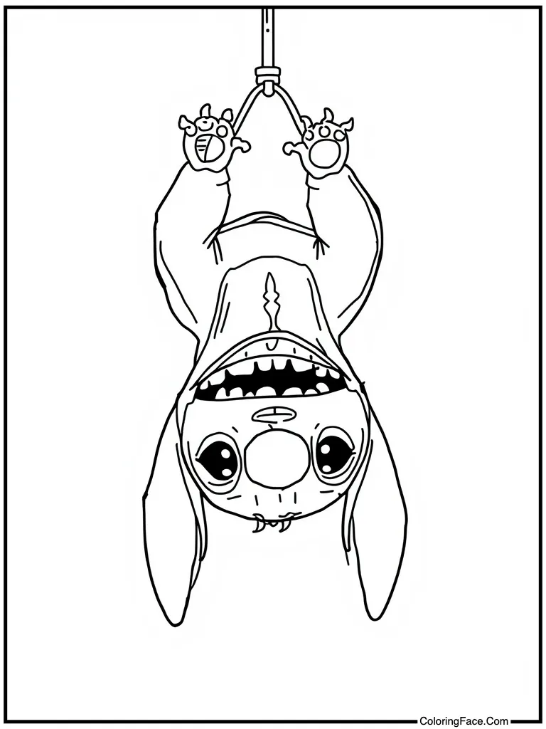 Hanging upside down smiling