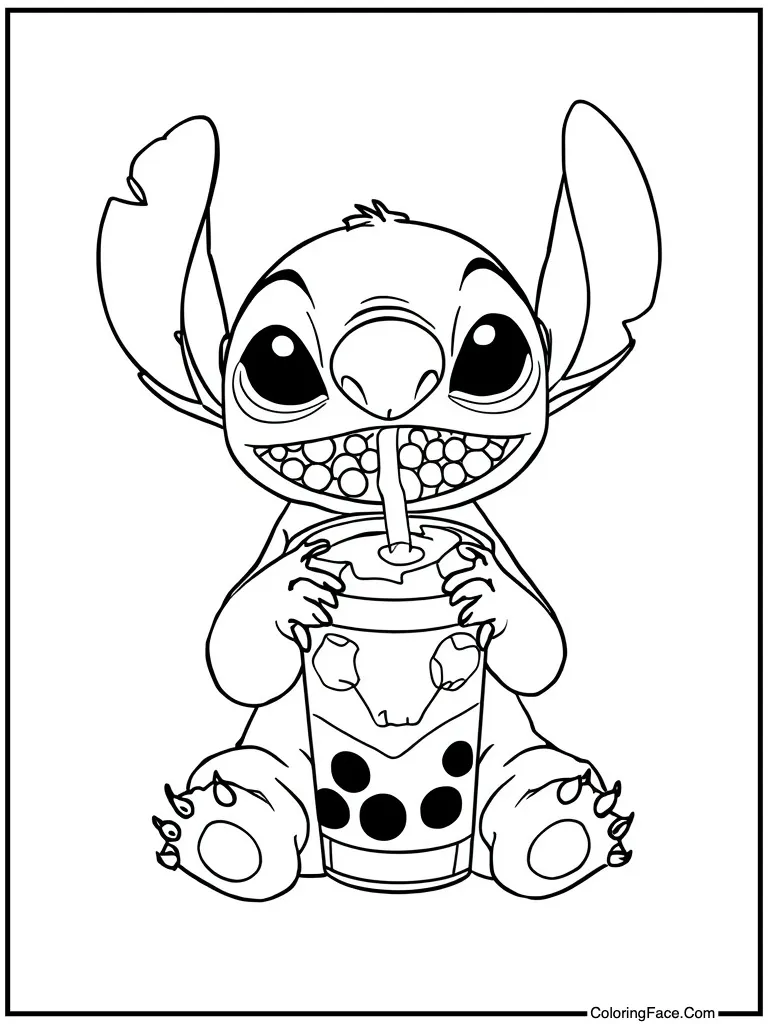 Drinking bubble tea happily