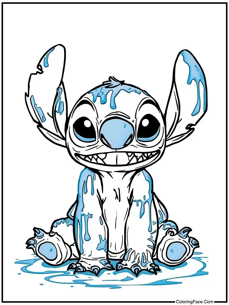 Messy with blue paint