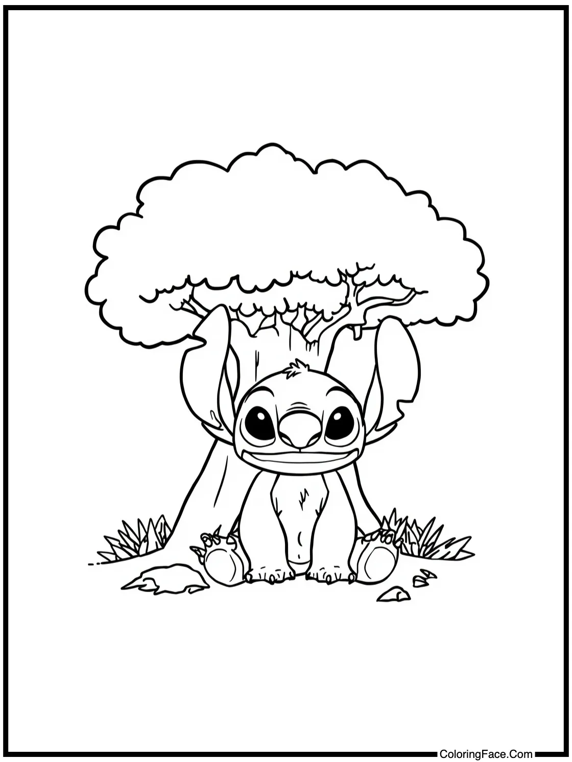 sitting under a tree