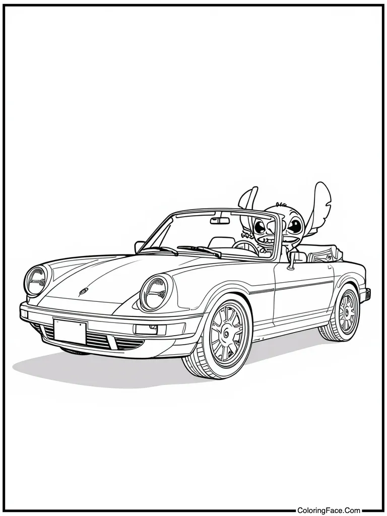 Driving a red convertible