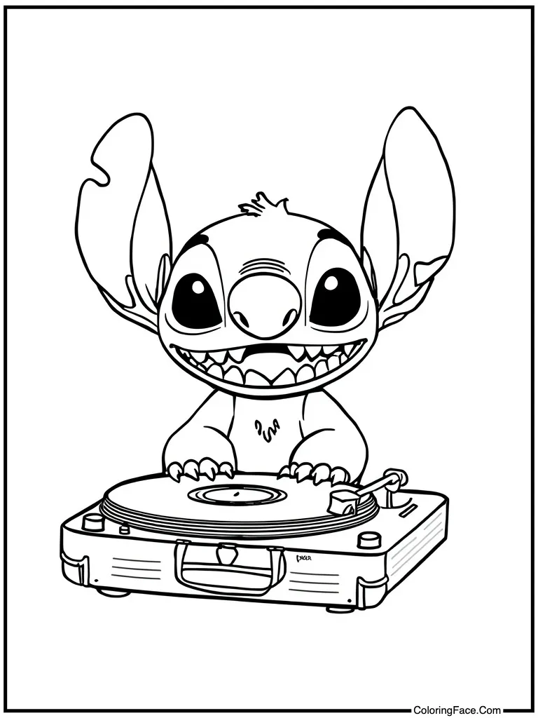 Listening to record player