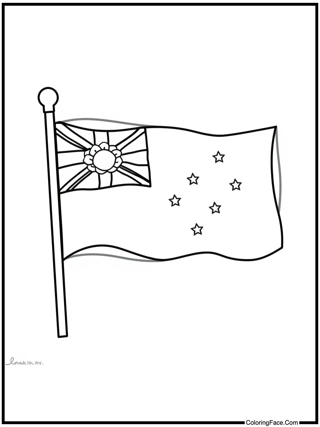 with a flag