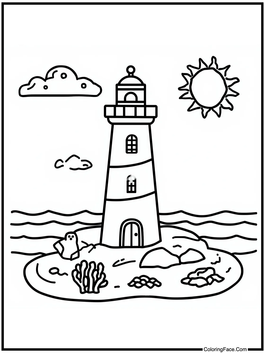 Lighthouse by ocean