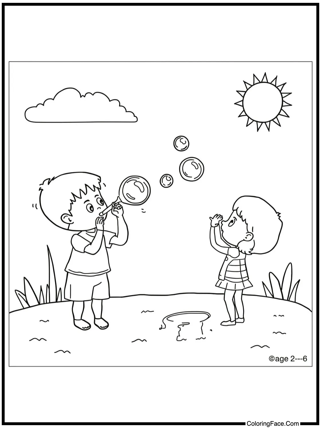 Children blowing bubbles