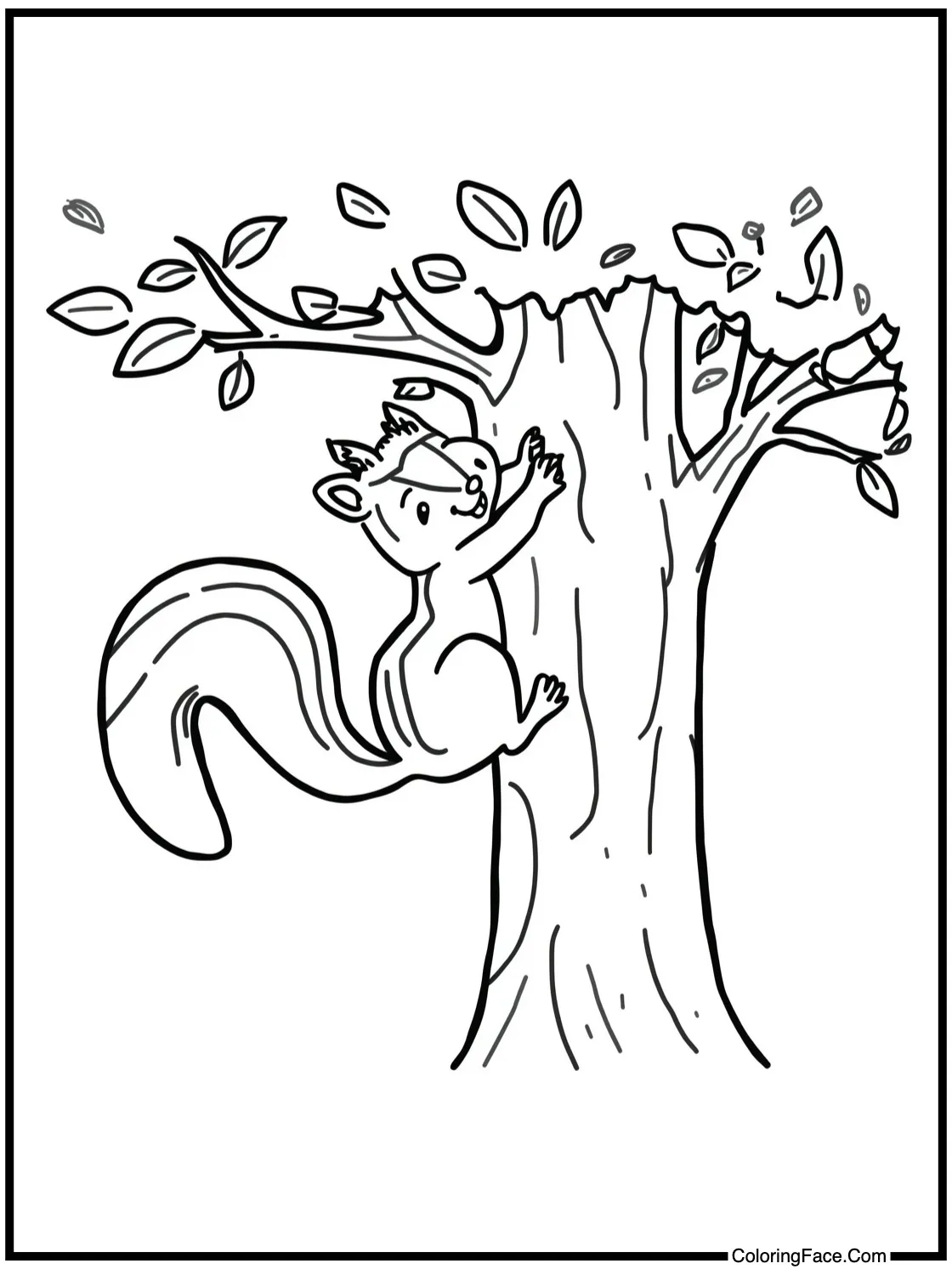 Squirrel climbing tree