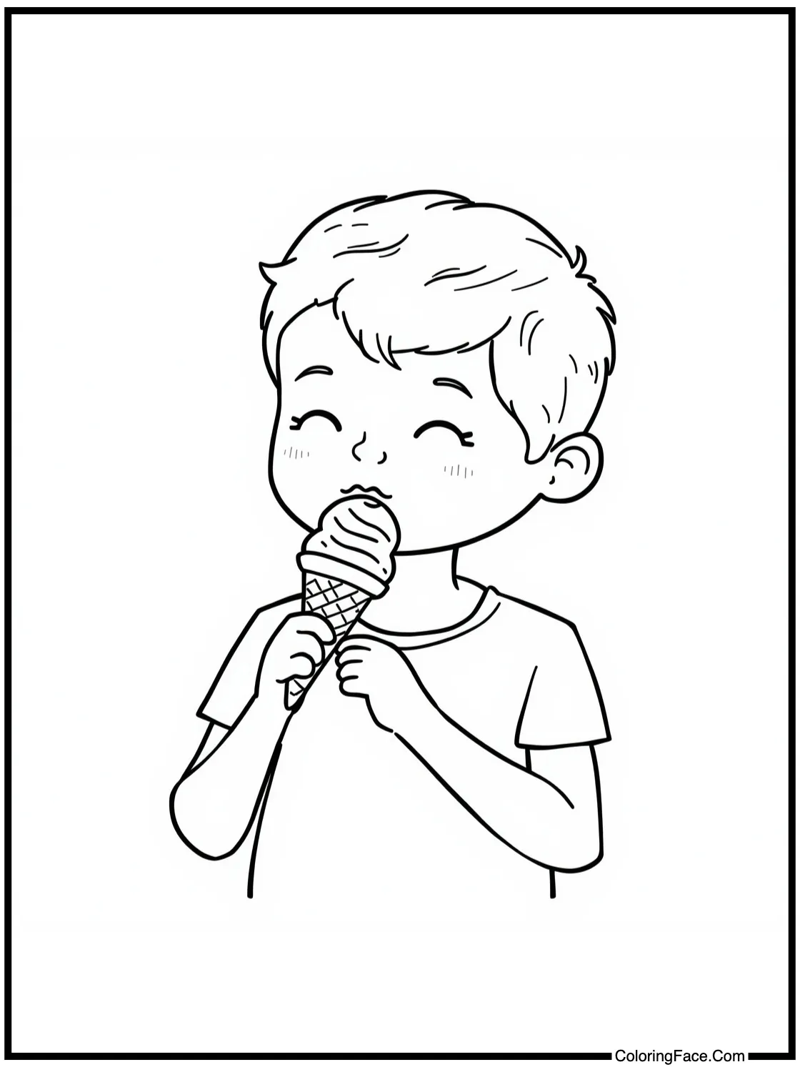 Boy eating ice cream
