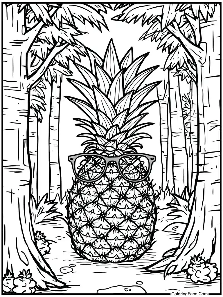 Pineapple fruit with glasses
