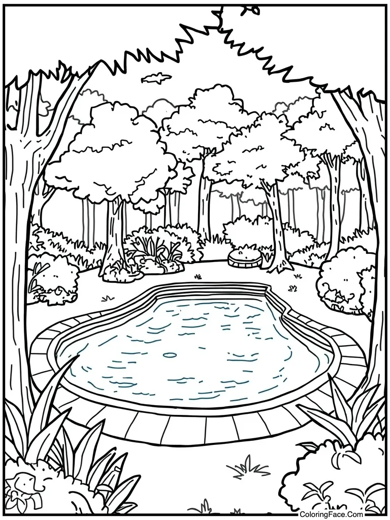 Swimming pool blue water