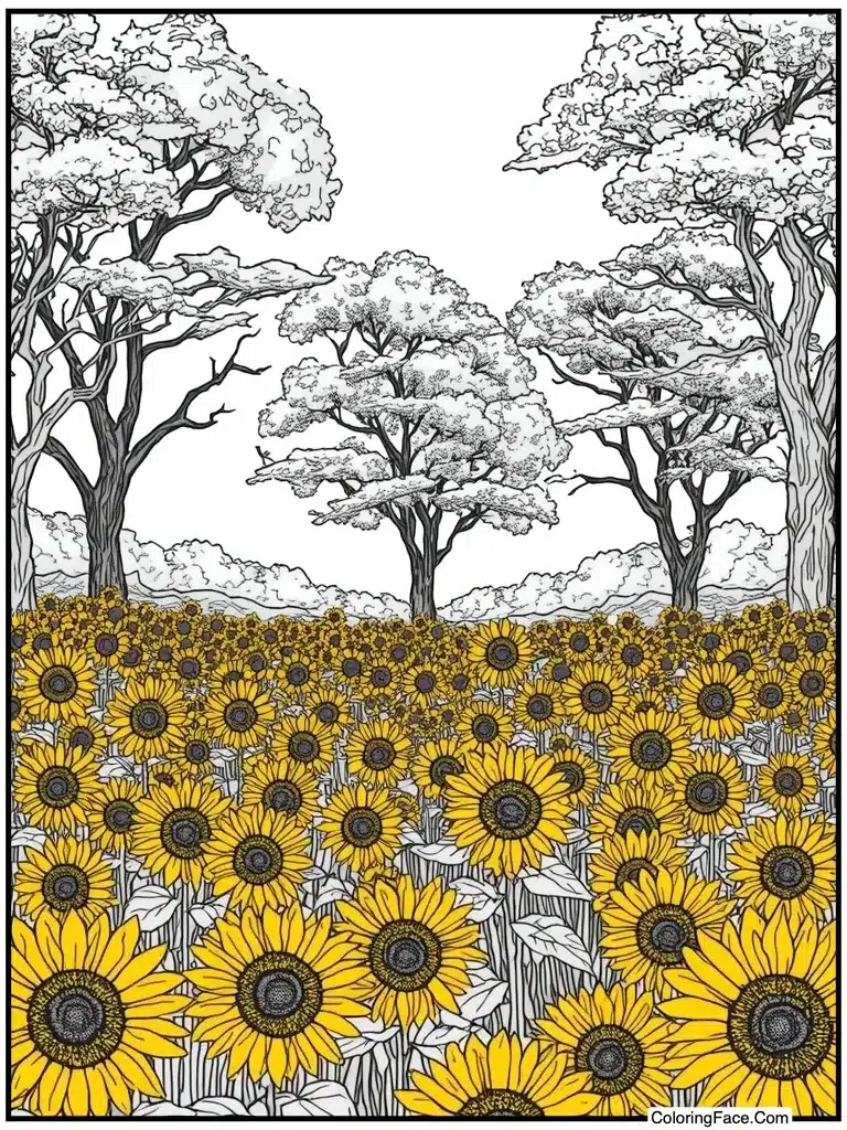 Sunflower field yellow bloom