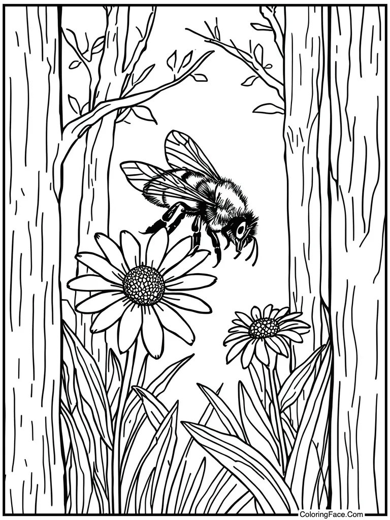 Bee buzzing near flower