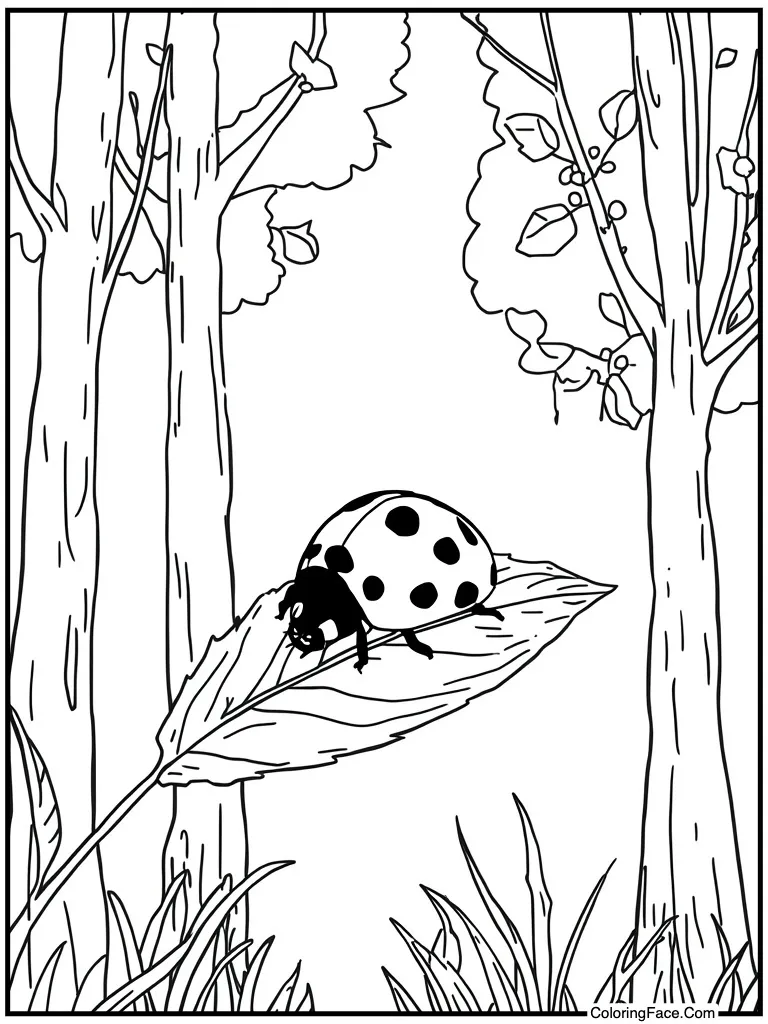 Ladybug on green leaf