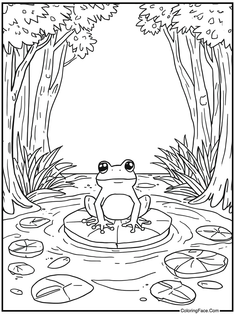 Frog sitting on lilypad