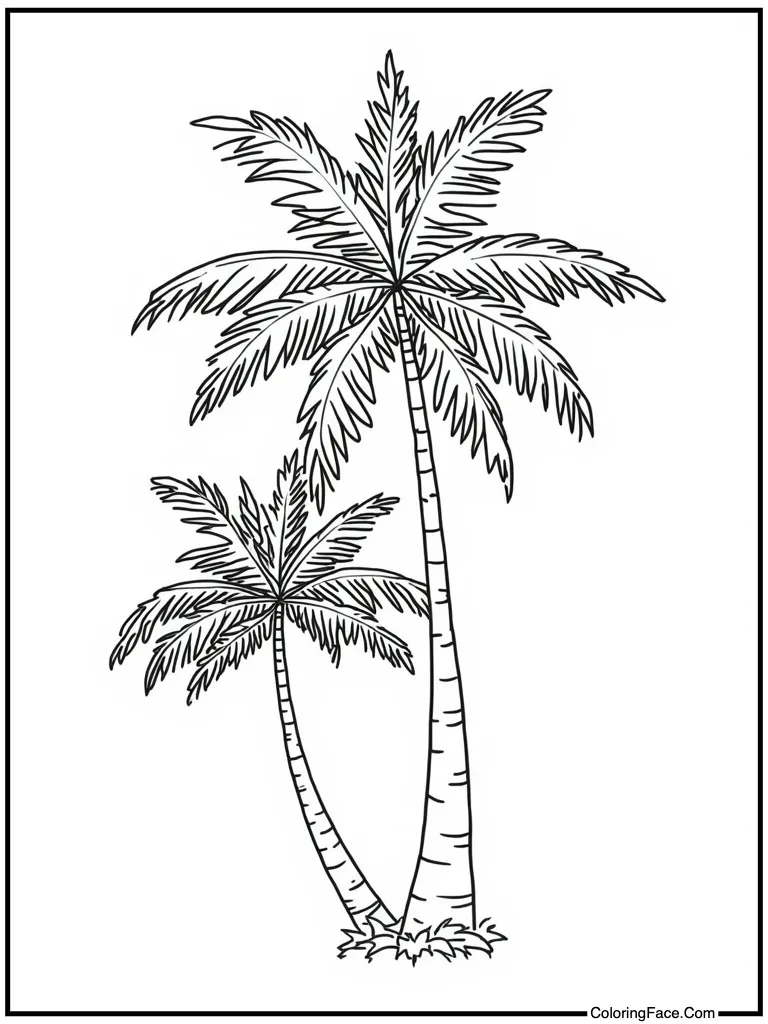 Palm tree swaying wind