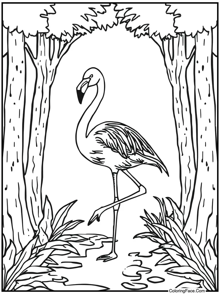 Flamingo standing one leg