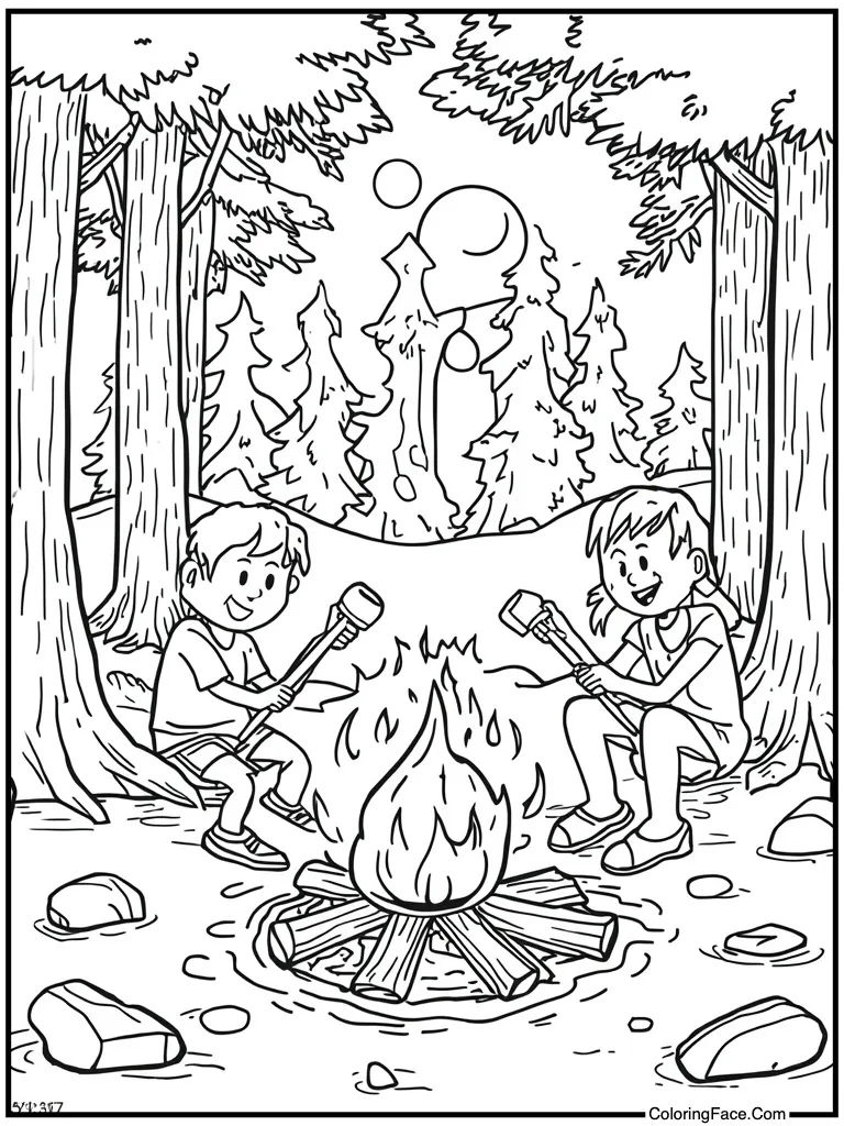 Roasting marshmallows on fire