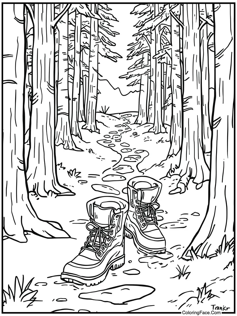 Hiking boots on trail