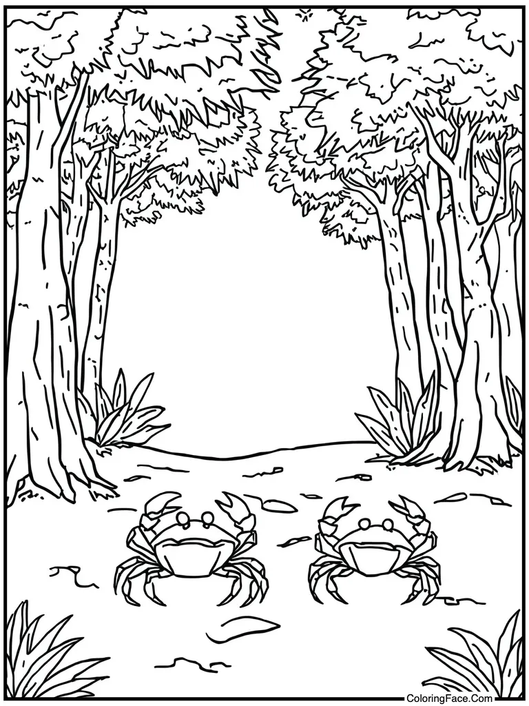 Crabs walking on sand