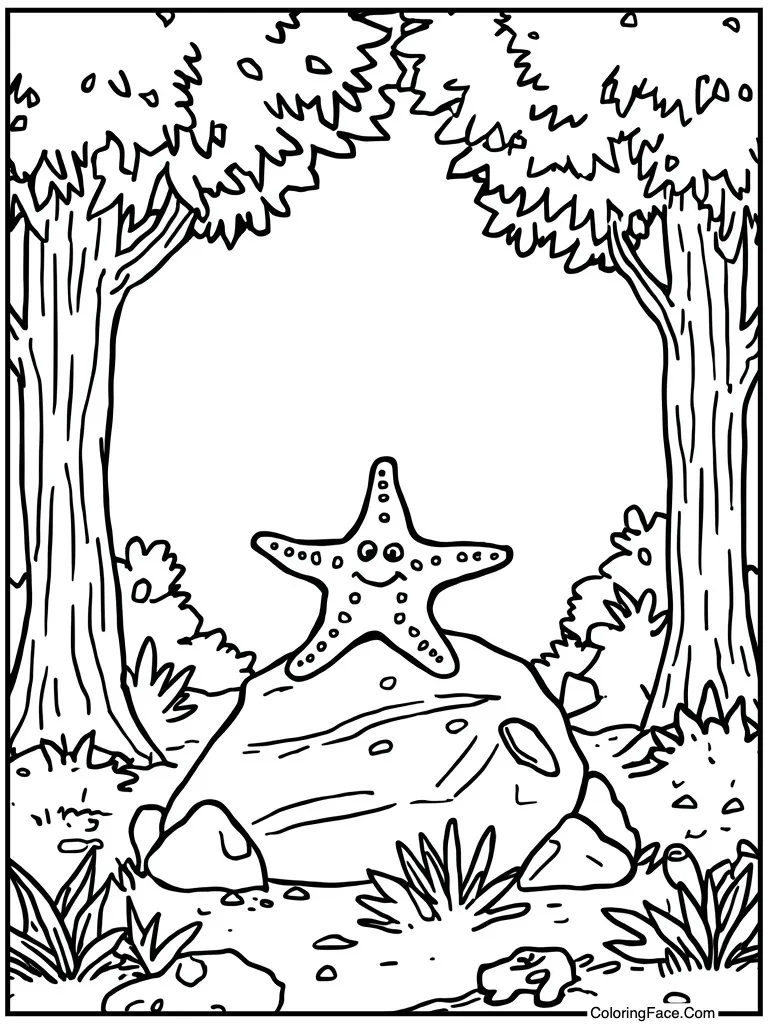 Starfish resting on rock