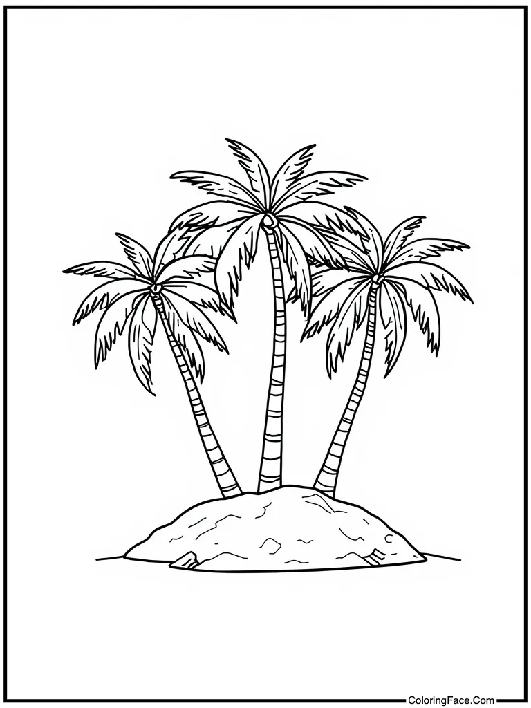 Island with coconut trees