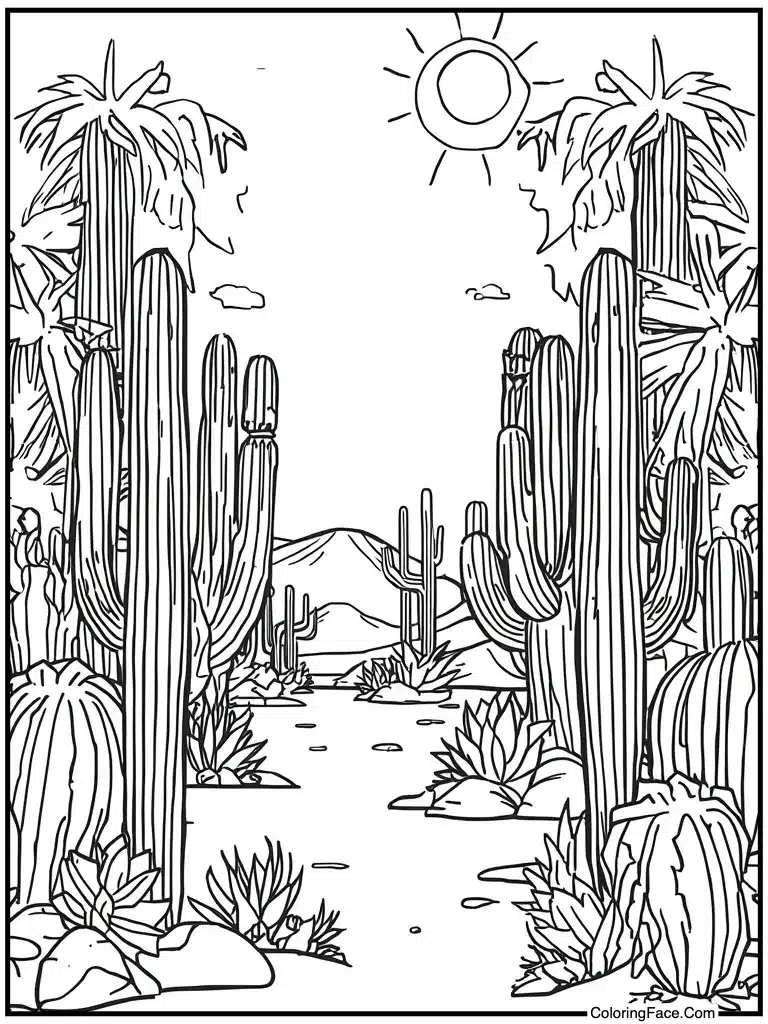 Desert cactus hot sun