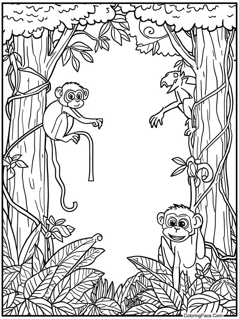 Jungle vines and monkeys
