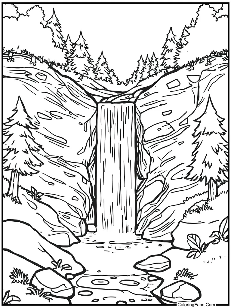 Waterfall cascading down rocks