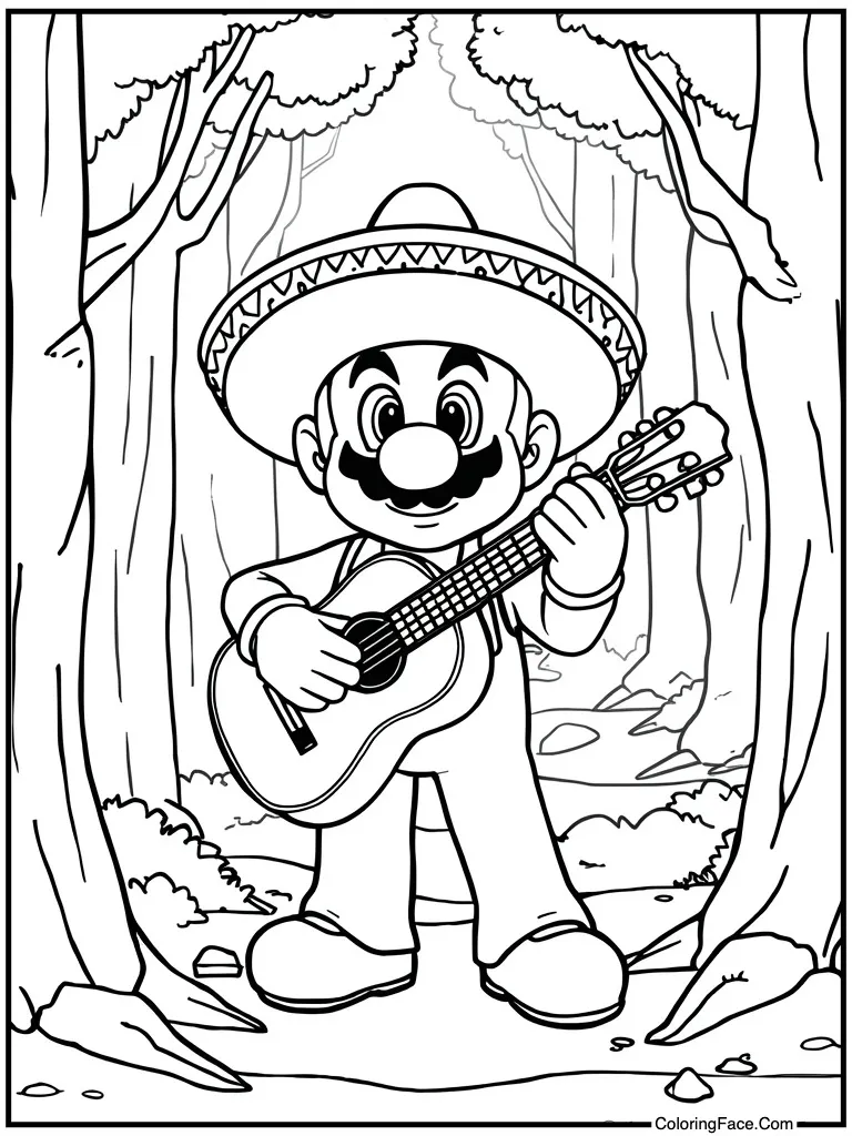 Musician outfit sombrero guitar