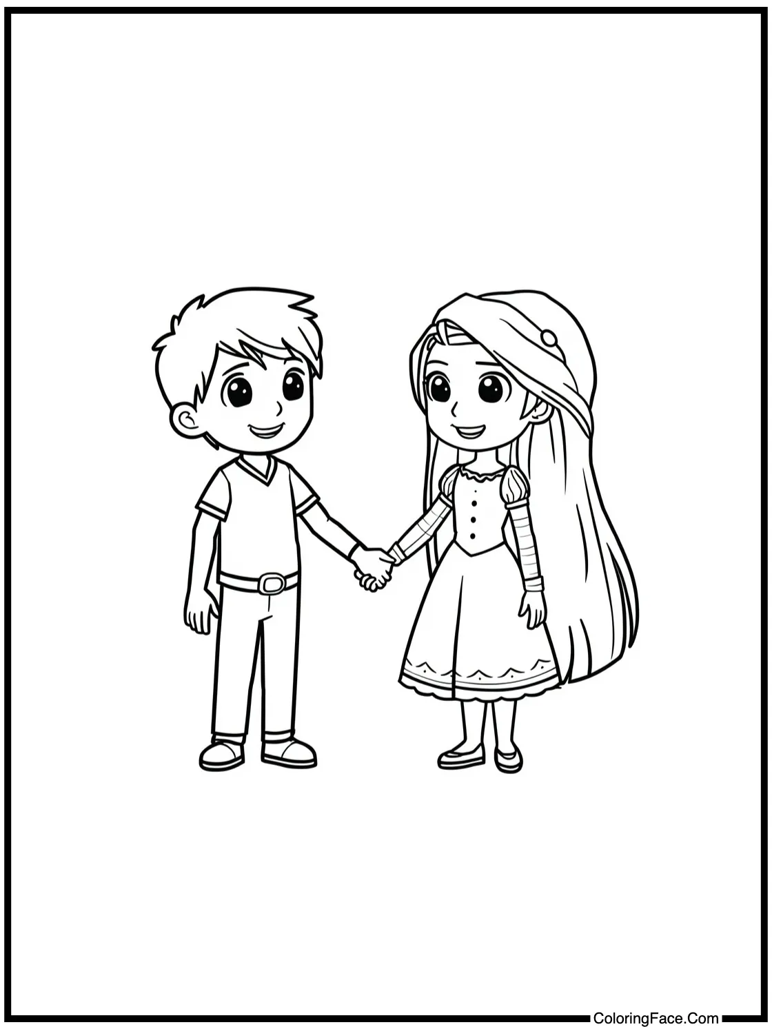 Holding hands happily.