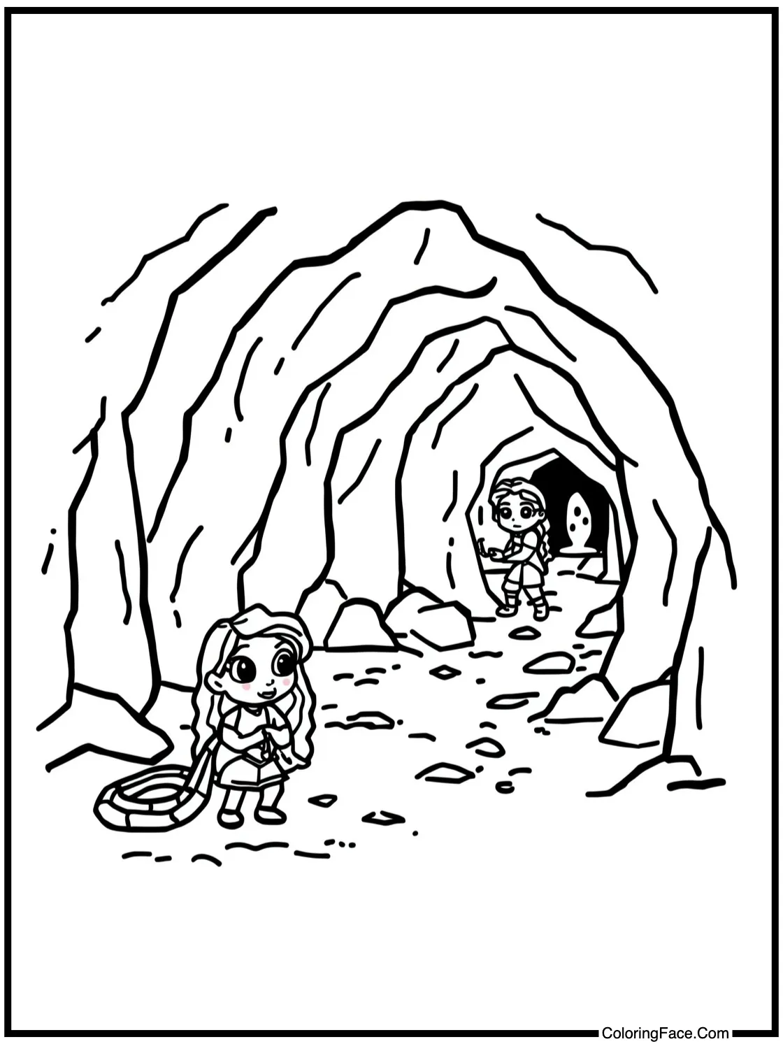 Exploring a cave.