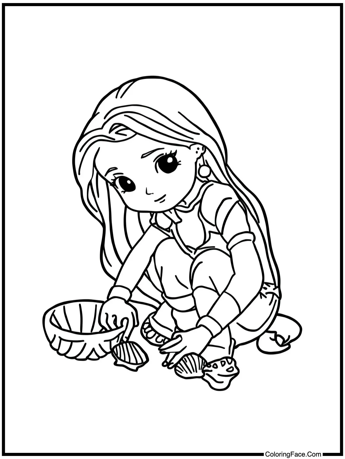 Collecting seashells.