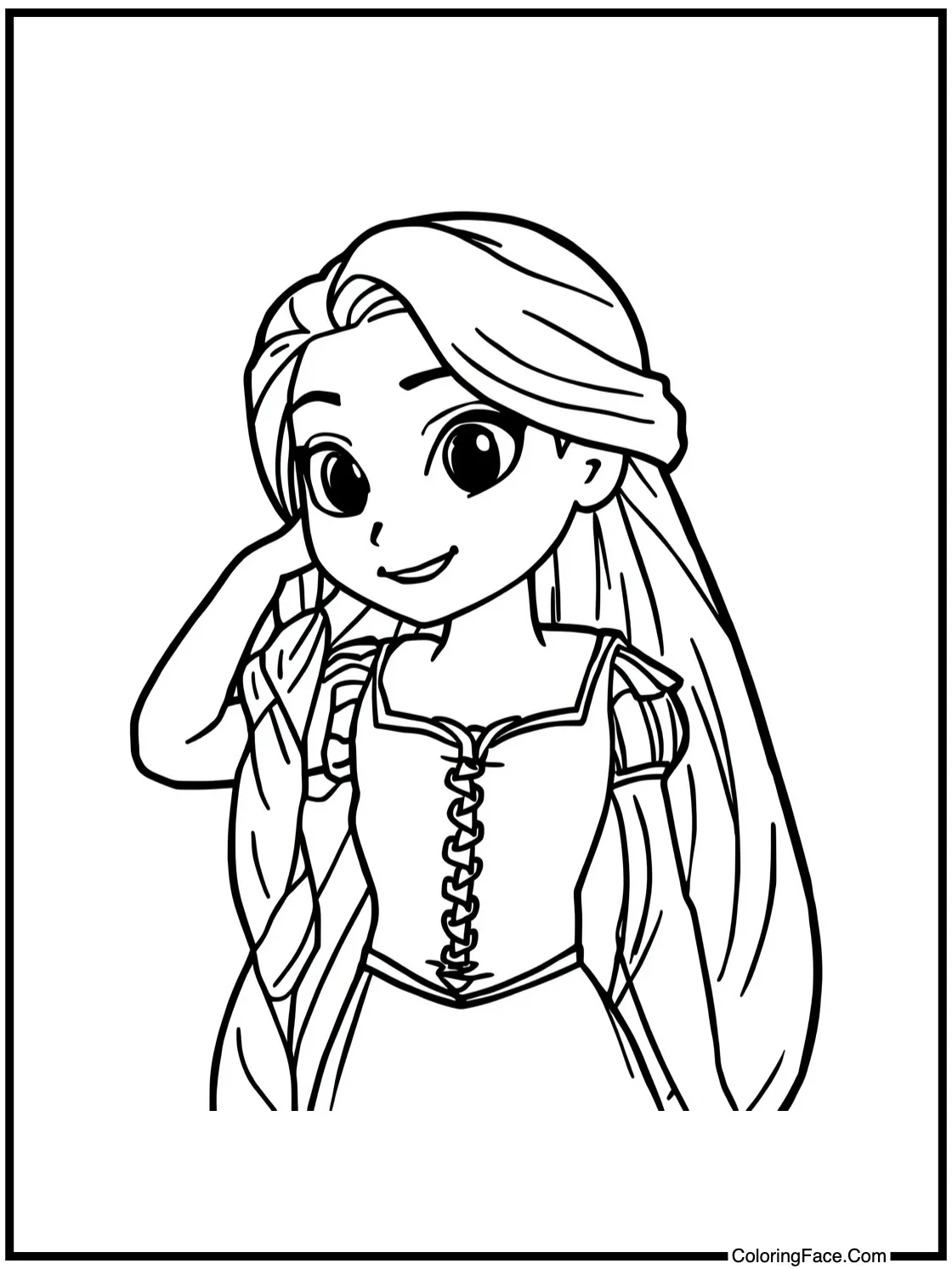 Rapunzel braiding hair.