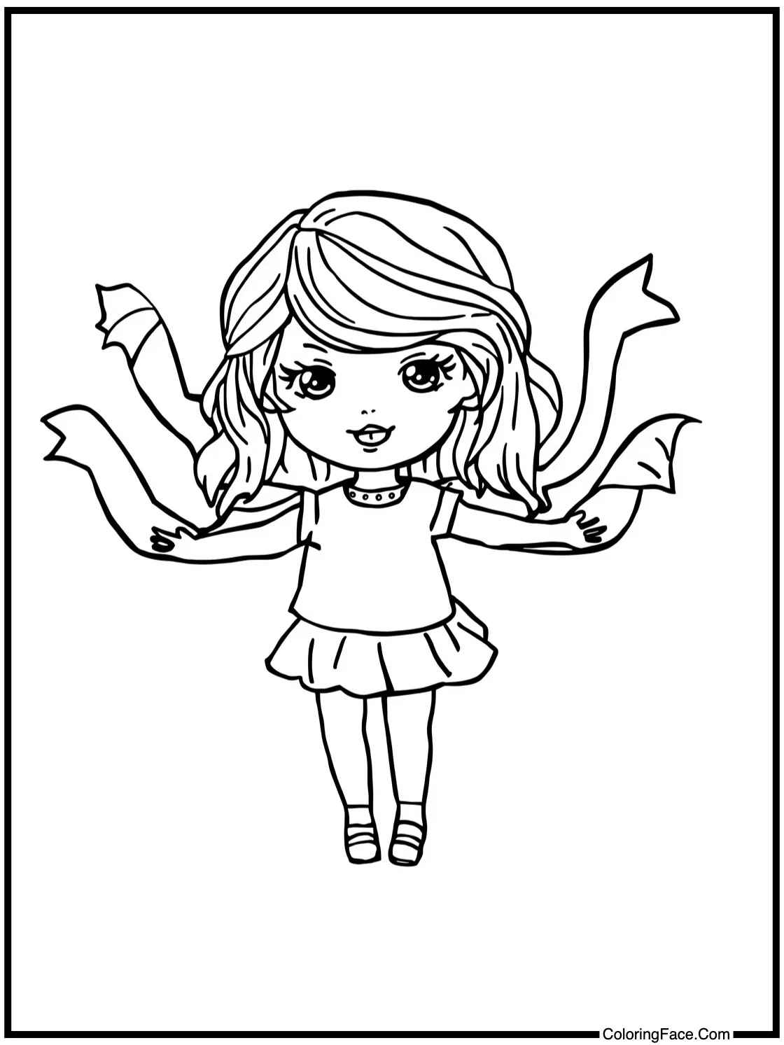 with flowing ribbons