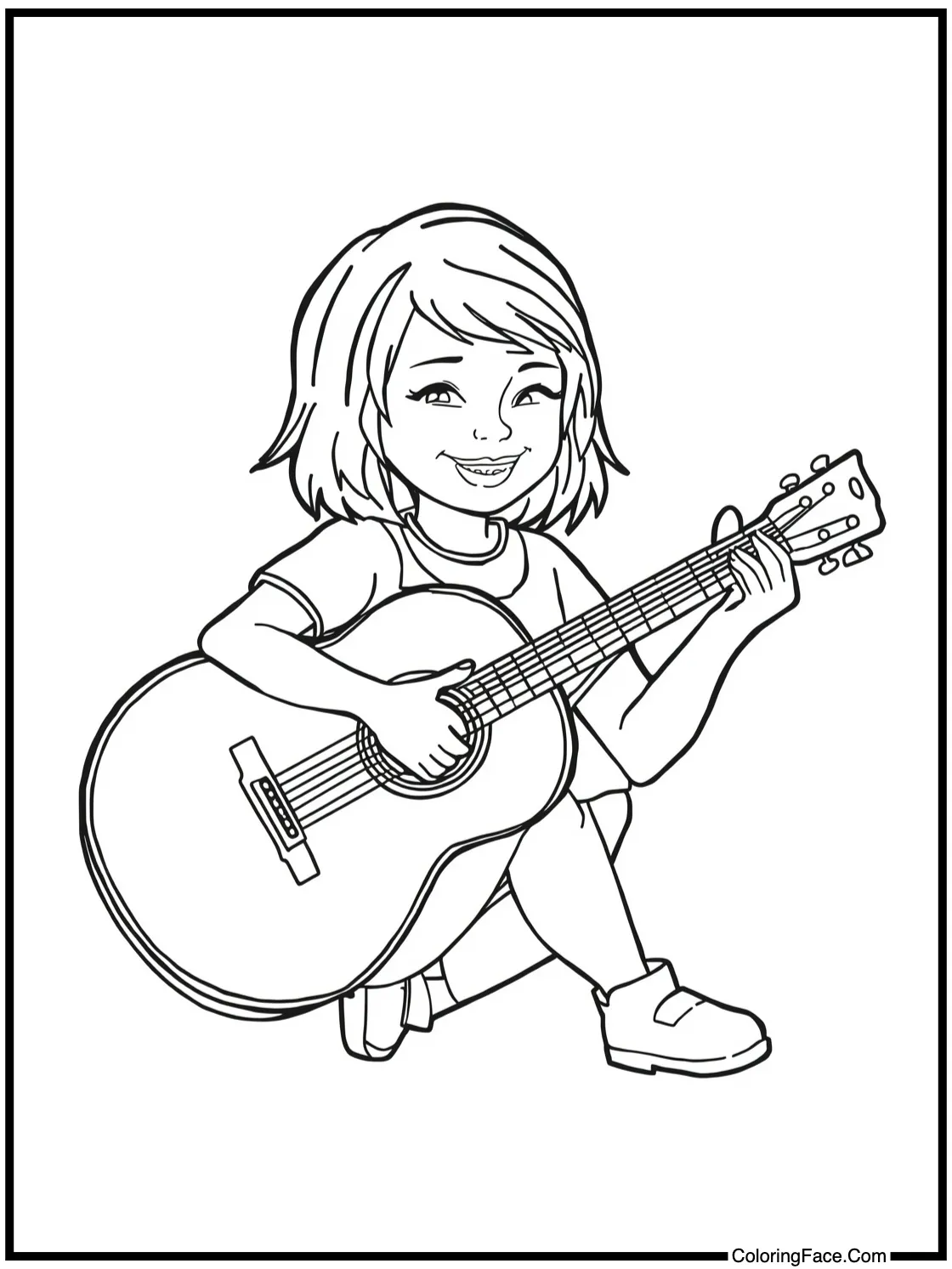 playing an acoustic guitar