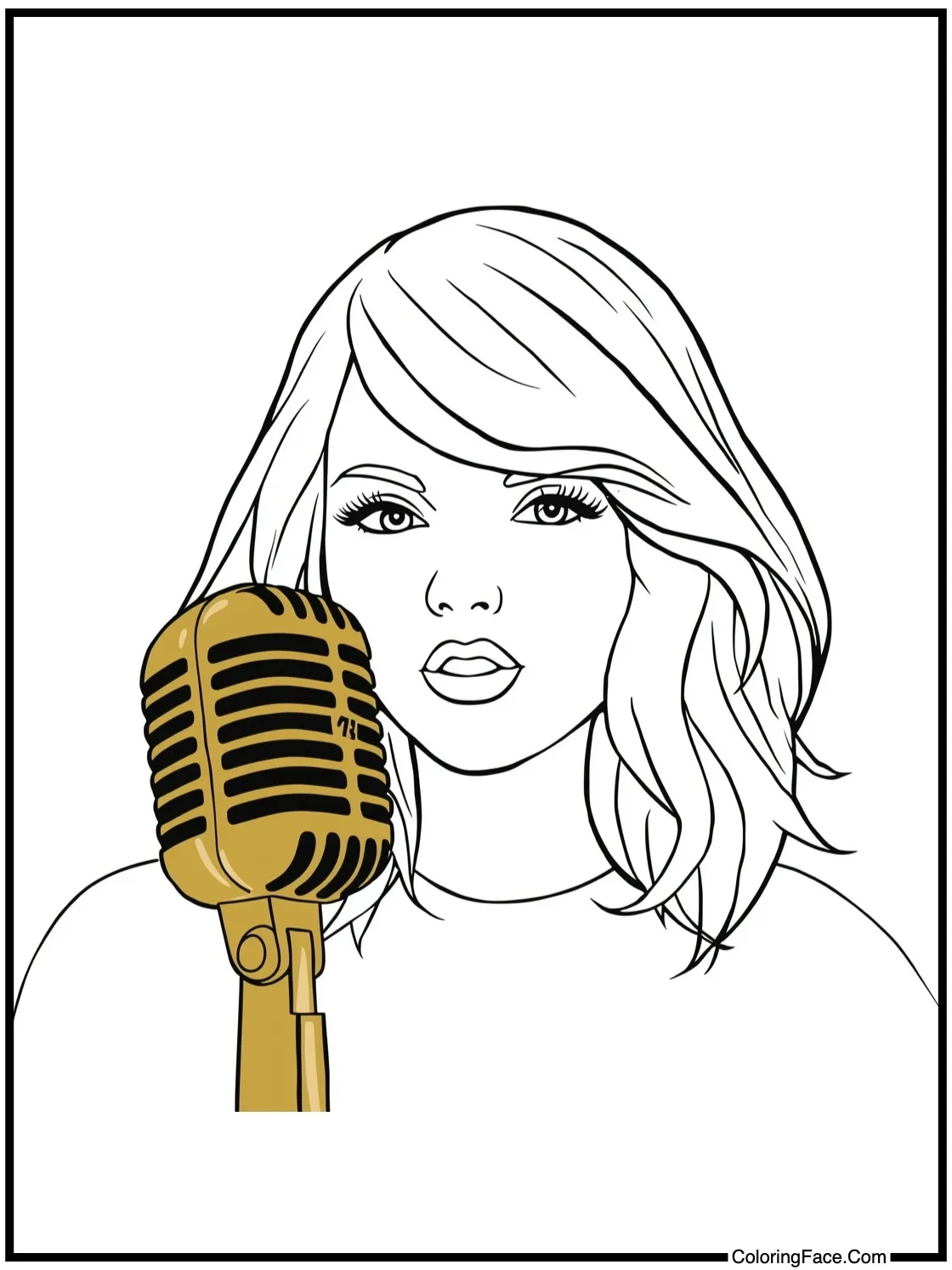 with a golden microphone