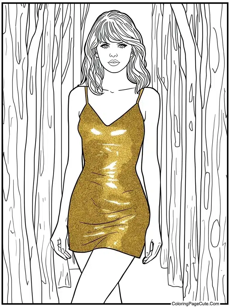 Wearing shiny gold dress