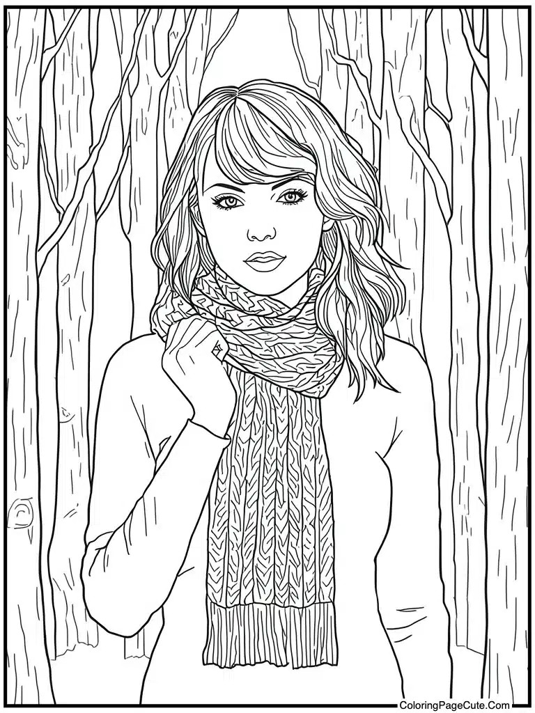 Wearing red knit scarf