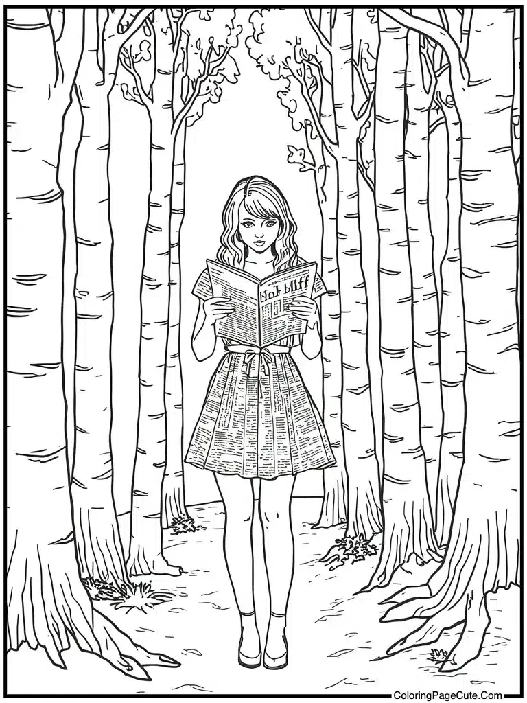 Reading newspaper print dress