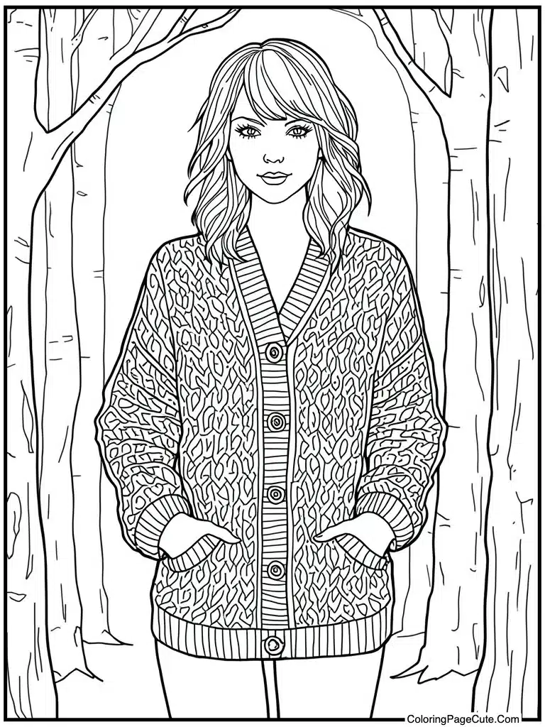 Wearing cozy knit cardigan