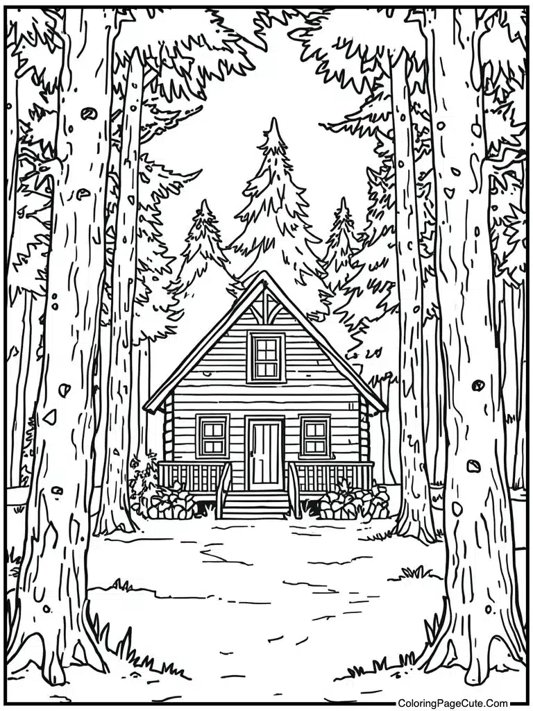 Rustic cabin in woods