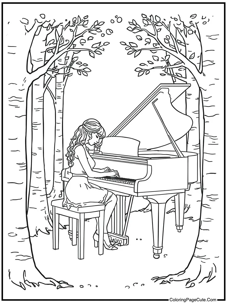 Playing grand piano gracefully