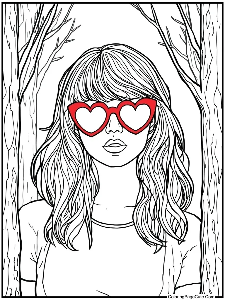 Wearing red heart sunglasses