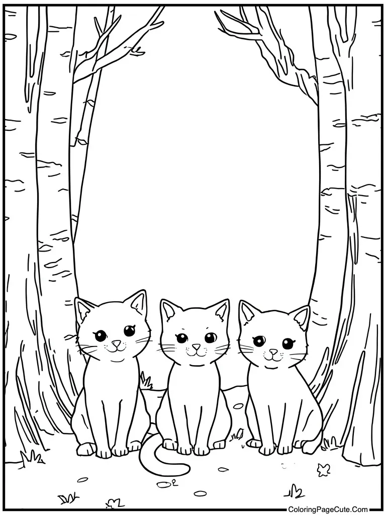 Three cute cats sitting